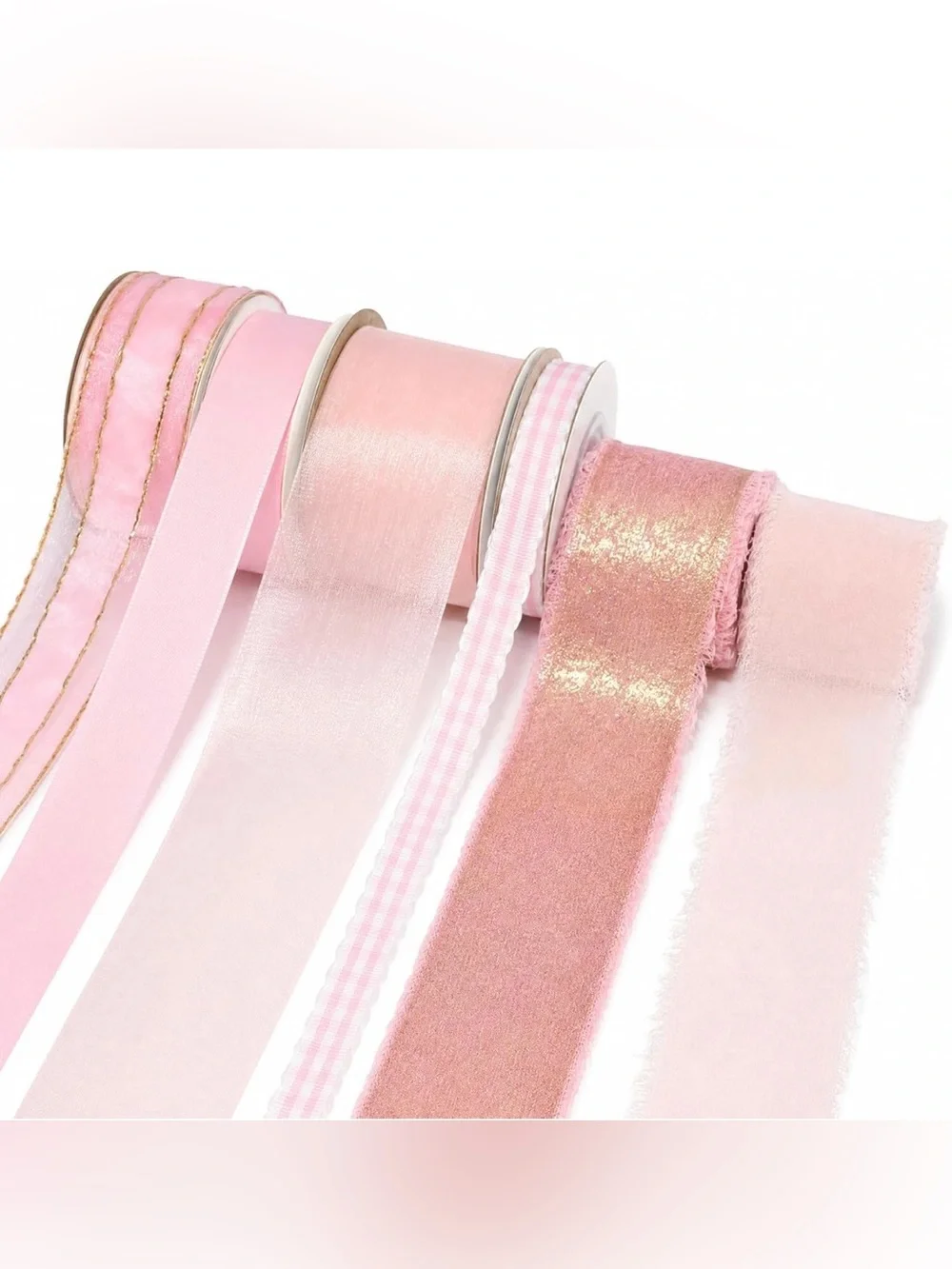 Pink Ribbon Gift Wrap Ribbons 6 Rolls Total 40 Yards Ribbons for Crafts
